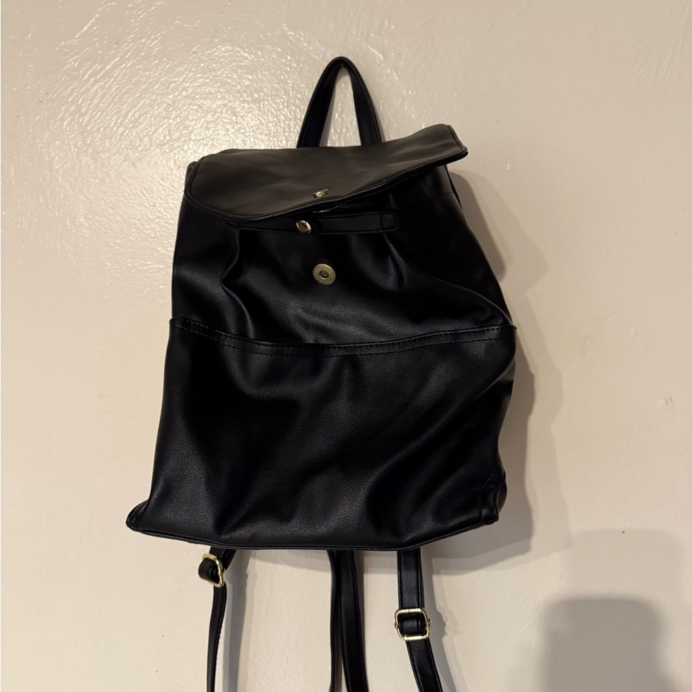 Black Leather Backpack